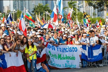 Pilgergruppen aus Brasilien auf dem  Weltjugendtag inPanama 2019.