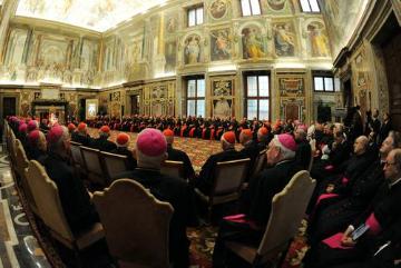 Weihnachtsempfang von Papst Benedikt XVI. für die römische Kurie mit Rückblick auf das bewegte Jahr 2012 am 21. Dezember 2012 im Vatikan.